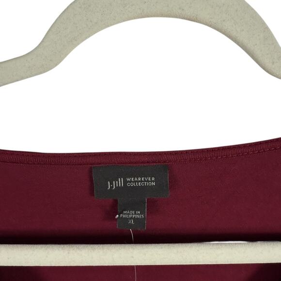 J Jill Wearever Collection Wine Red Bell Sleeve Faux Wrap Blouse NEW Womens XL - Picture 4 of 8